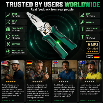 【All-in-One!】 Foldable Voltage Tester, Screwdriver, and Wire Stripper. From smart outlets to backyard wiring—one tool does it all.