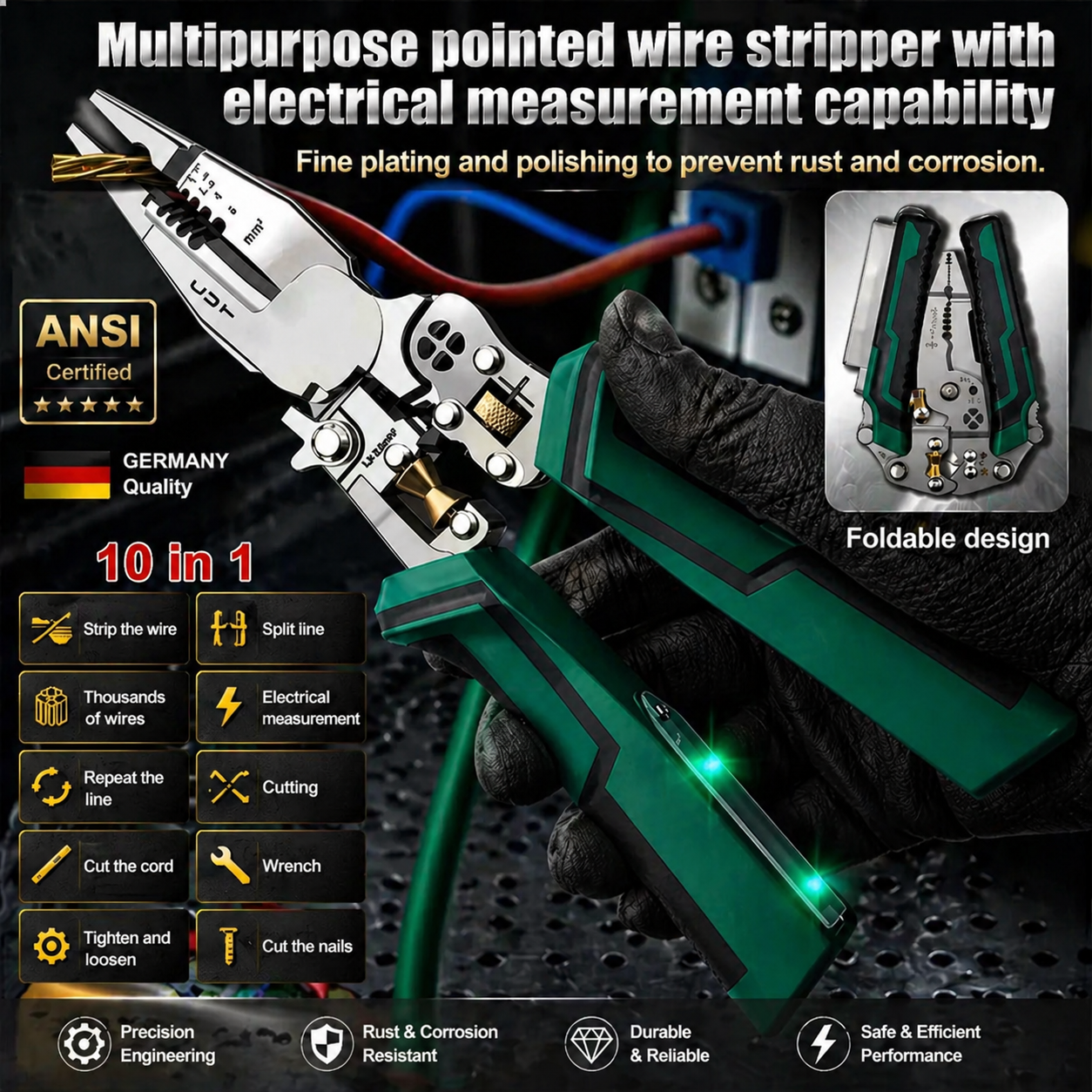【All-in-One!】 Foldable Voltage Tester, Screwdriver, and Wire Stripper. From smart outlets to backyard wiring—one tool does it all.