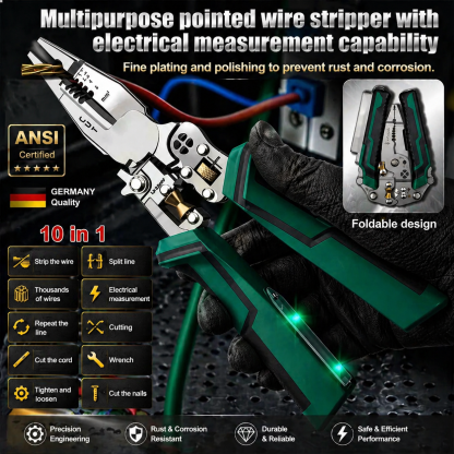 【All-in-One!】 Foldable Voltage Tester, Screwdriver, and Wire Stripper. From smart outlets to backyard wiring—one tool does it all.