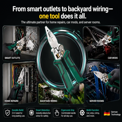 【All-in-One!】 Foldable Voltage Tester, Screwdriver, and Wire Stripper. From smart outlets to backyard wiring—one tool does it all.