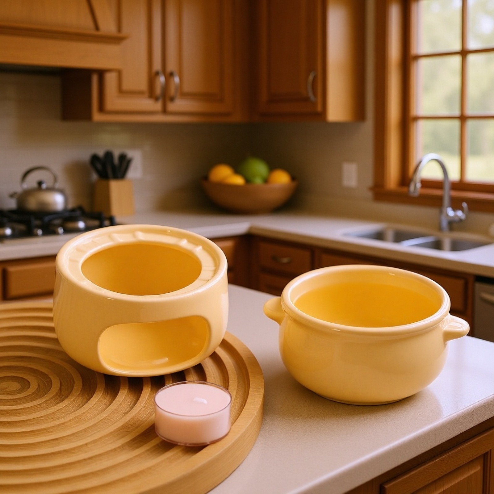 Ceramic chocolate melting heater, household chocolate fountain machine, cheese fondue heater, candle