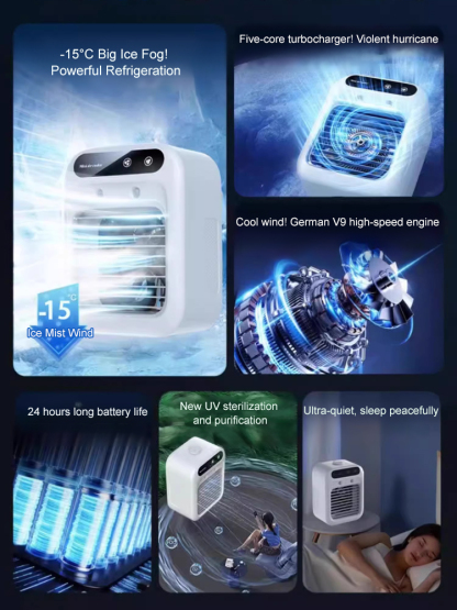 Portable air cooler with silent humidification