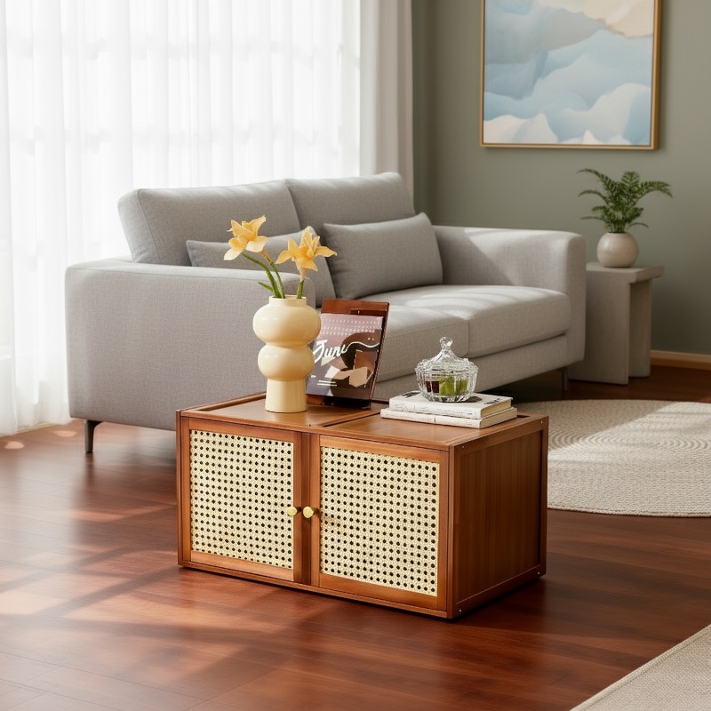 Meuble de rangement en bois massif pour le salon
