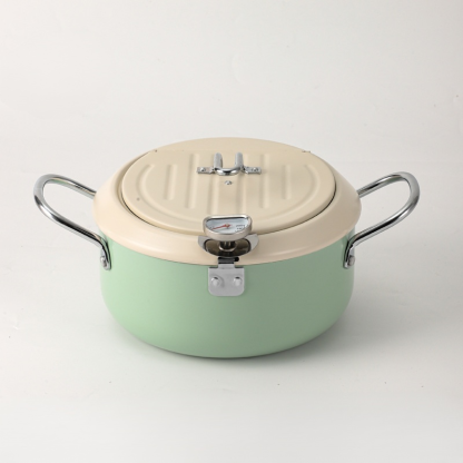 Japanese deep fryer iron temperature control with thermometer save tempura deep fryer flip cover