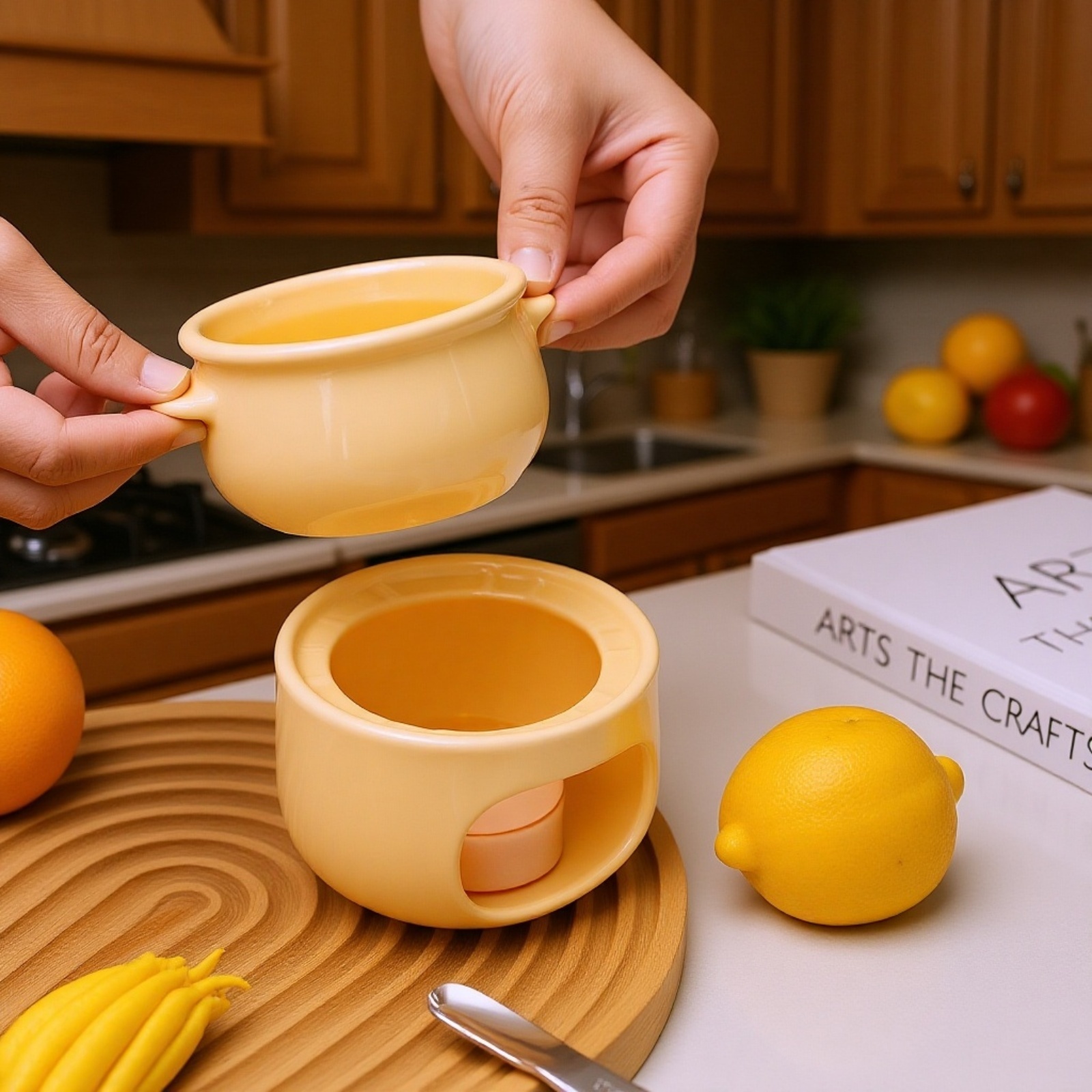 Ceramic chocolate melting heater, household chocolate fountain machine, cheese fondue heater, candle