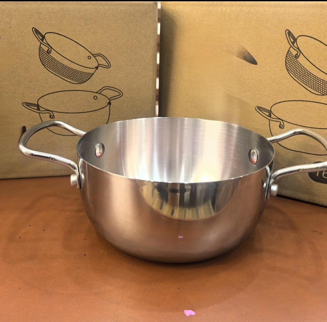 Small Cooking Pot Milk Pot 16cm – Extra Thick Double Ear Household Saucepan