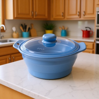 [New Lifestyle Support/Time-Saving Cooking] Foldable Silicone Steamer, Microwave Cookware, 1250ml Ca