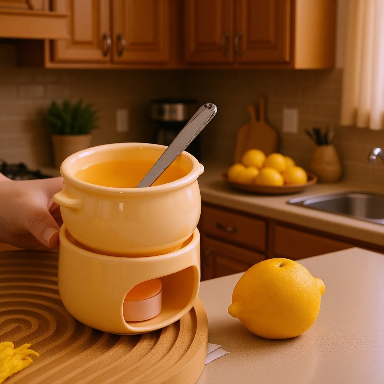 Ceramic chocolate melting heater, household chocolate fountain machine, cheese fondue heater, candle