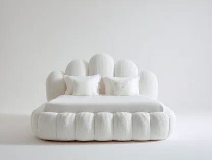 Cama doble tapizada 200x160x115 cm - blanco - para dormitorio - diseño acolchado contemporáneo