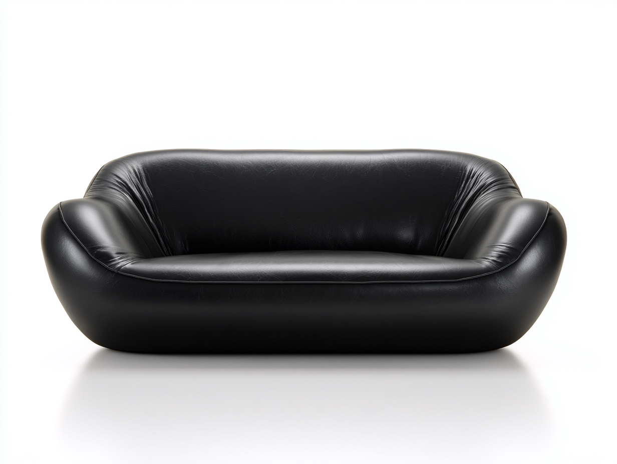 Sofá de tres plazas tapizado en piel 220x98x80 cm - negro - para salón - diseño moderno