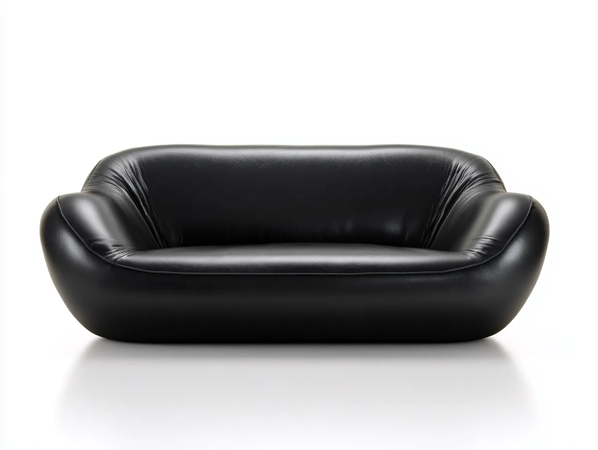 Sofá de tres plazas tapizado en piel 220x98x80 cm - negro - para salón - diseño moderno