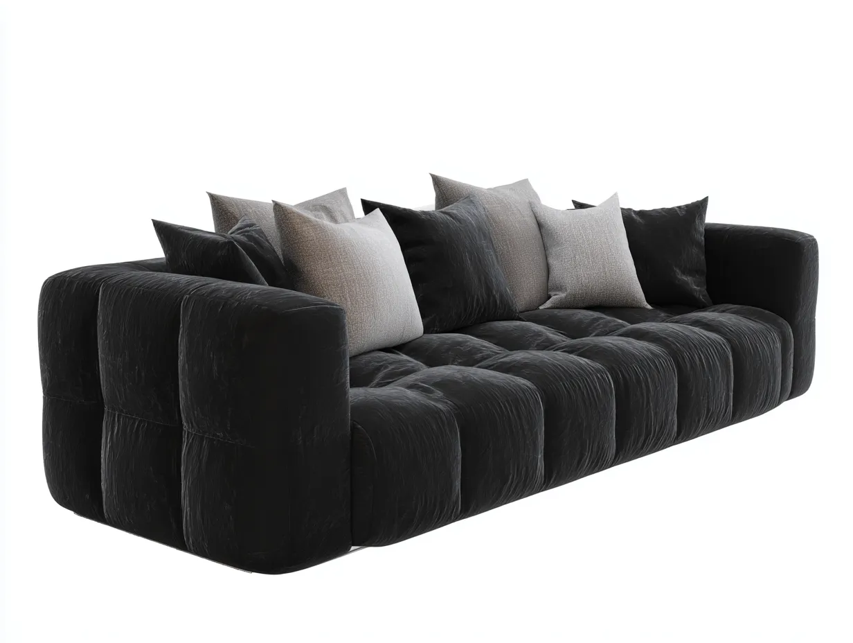 Sofá de tres plazas de tejido 240 x105 x75cm - negro - para salón - diseño contemporáneo