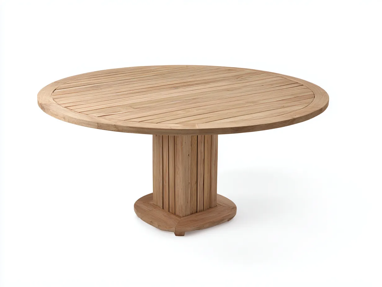 Mesa de comedor de madera maciza 130 x130 x75cm - tono madera claro - para comedor - diseño moderno con base central