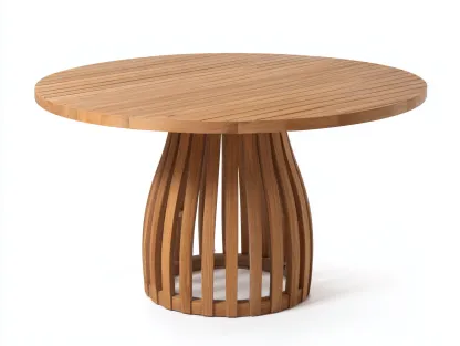 Mesa de comedor de madera maciza 120 x120 x75cm - tono natural - para comedor - diseño moderno con base central