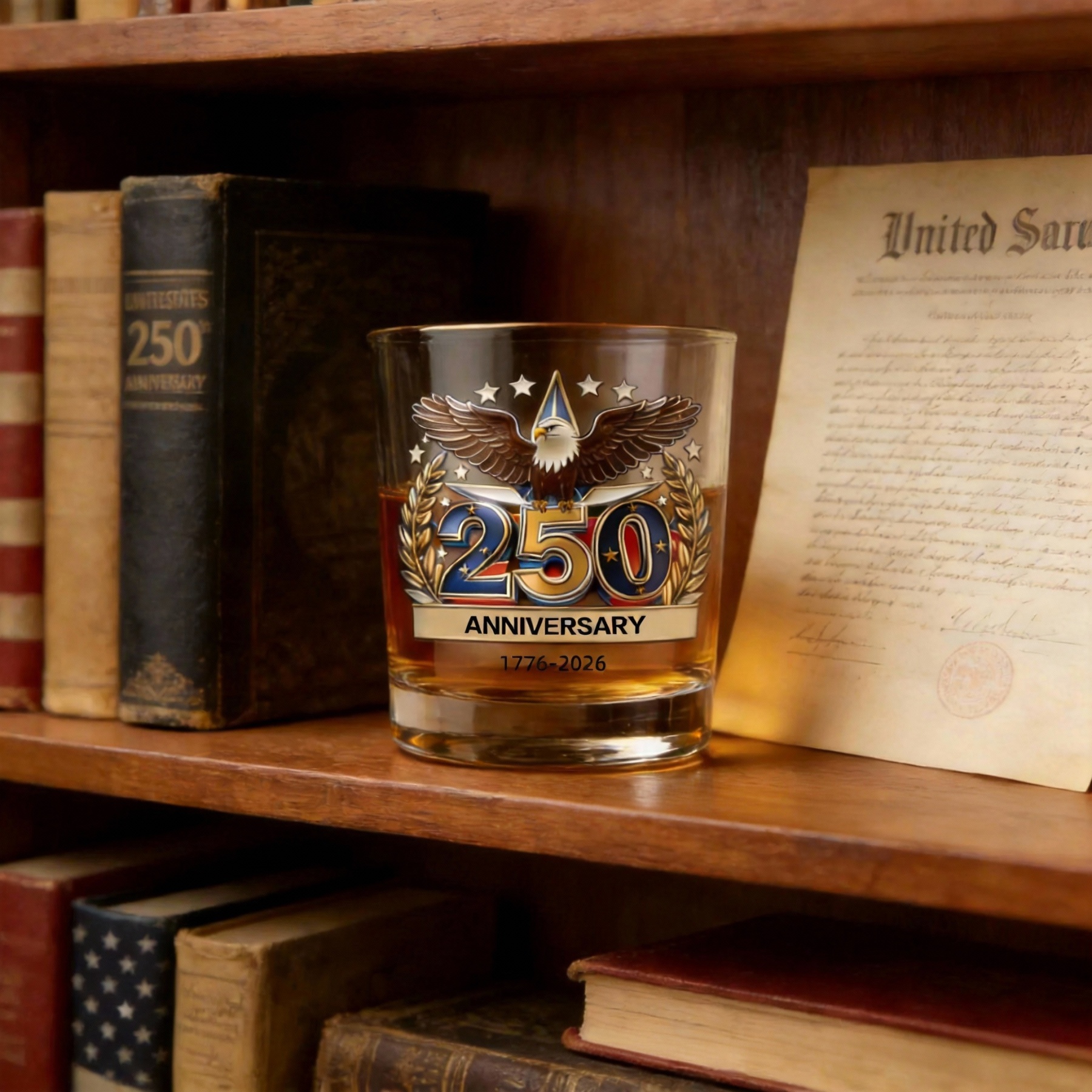 USA 250 Years Anniversary Whiskey Glass