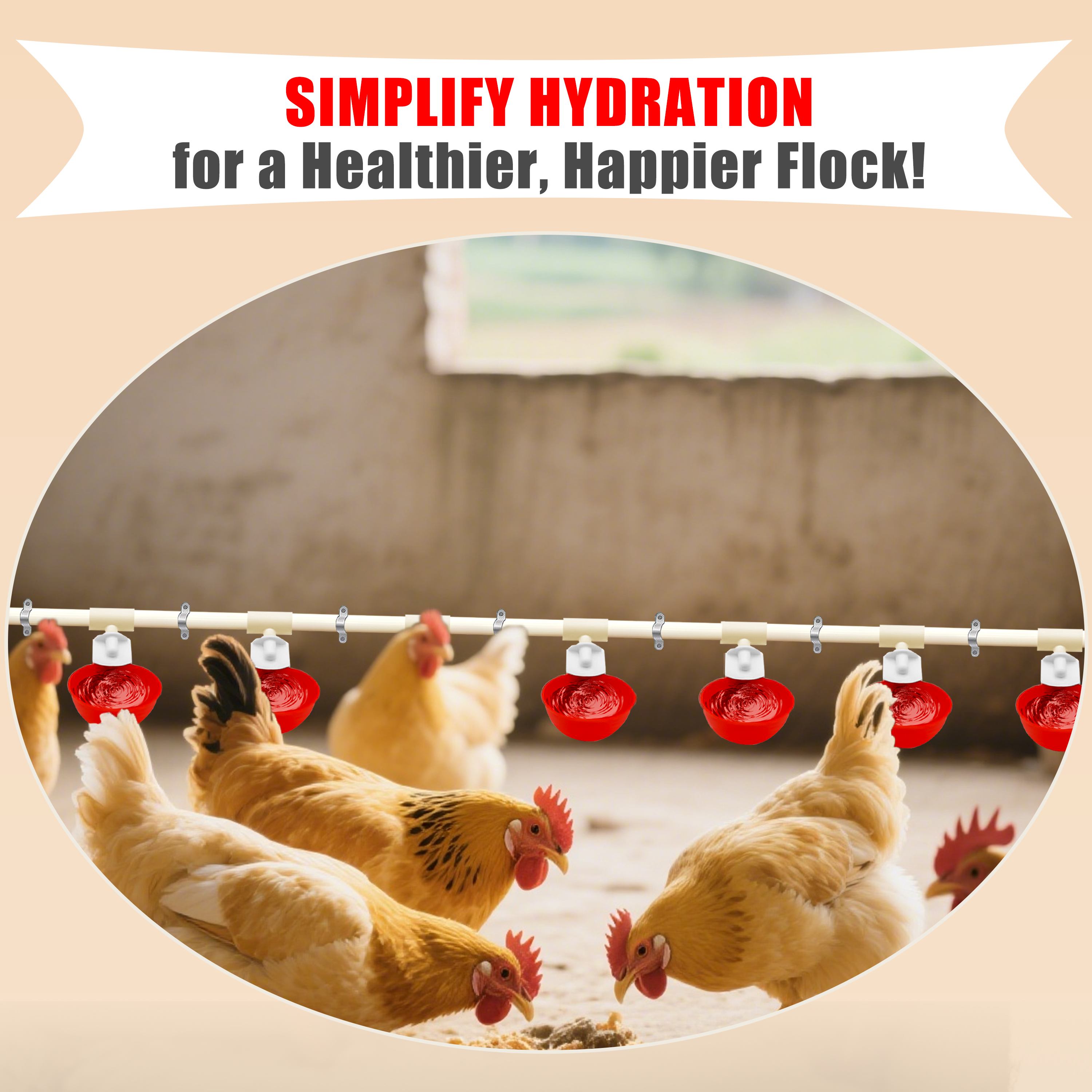 Automatic Chicken Waterer] Complete Set Automatic Chicken Nipple Waterer | Pipeline Cups And 1/2" PVC Tee Fittings Pipe Feeder Poultry Waterer Chicken Water Cup Chicken Waters Chicken Watering System