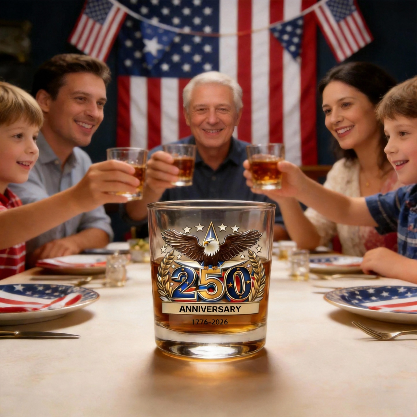 USA 250 Years Anniversary Whiskey Glass