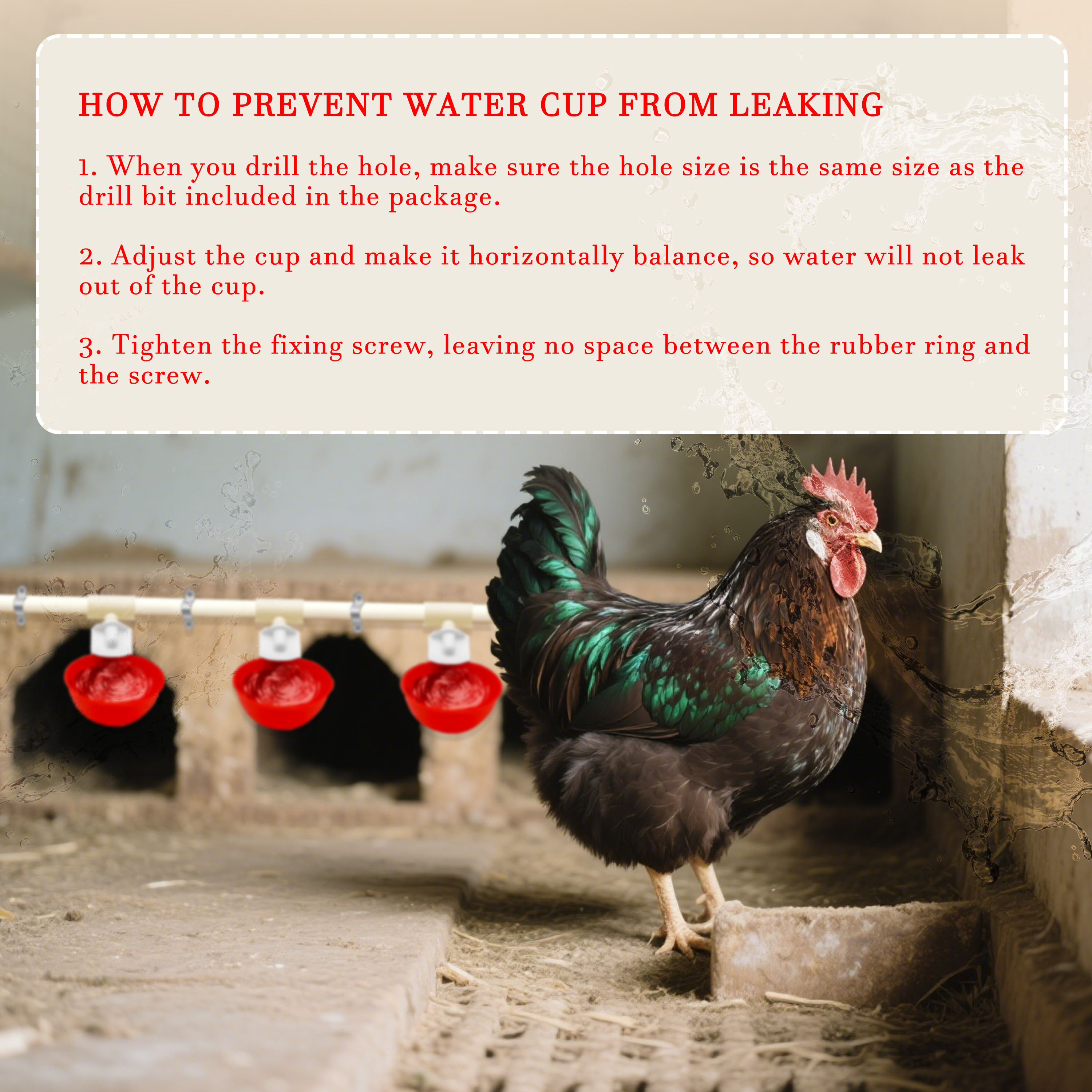 Automatic Chicken Waterer] Complete Set Automatic Chicken Nipple Waterer | Pipeline Cups And 1/2" PVC Tee Fittings Pipe Feeder Poultry Waterer Chicken Water Cup Chicken Waters Chicken Watering System