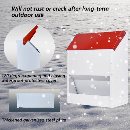 Automatic Metal Chicken Feeder Wall Mounted Galvanized Poultry Feeder with Cover Outdoor Wall Mounted Chicken Food Dispenser Gravity Feeding Chicken Feeder Weatherproof Waste-Free Quail Duck Feeder