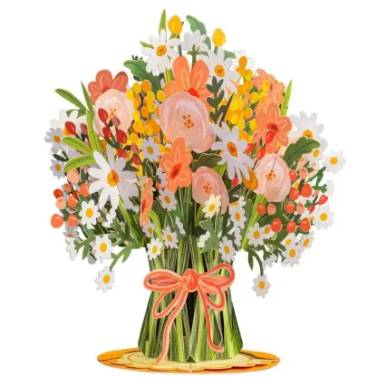 💌2-in-1 Gift & Décor for Every Moment🌸3D Flower Bouquet Pop Up Card