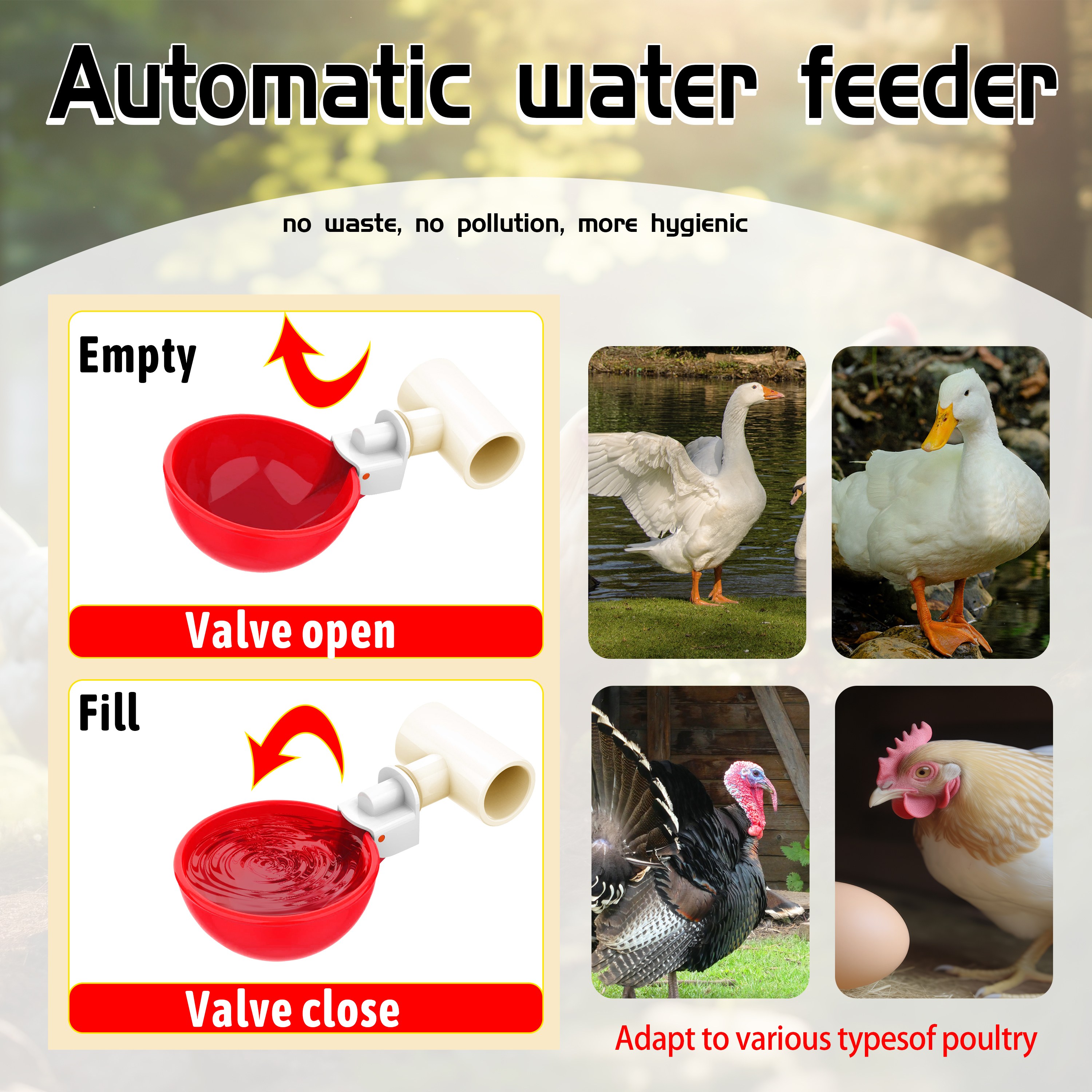 Automatic Chicken Waterer] Complete Set Automatic Chicken Nipple Waterer | Pipeline Cups And 1/2" PVC Tee Fittings Pipe Feeder Poultry Waterer Chicken Water Cup Chicken Waters Chicken Watering System
