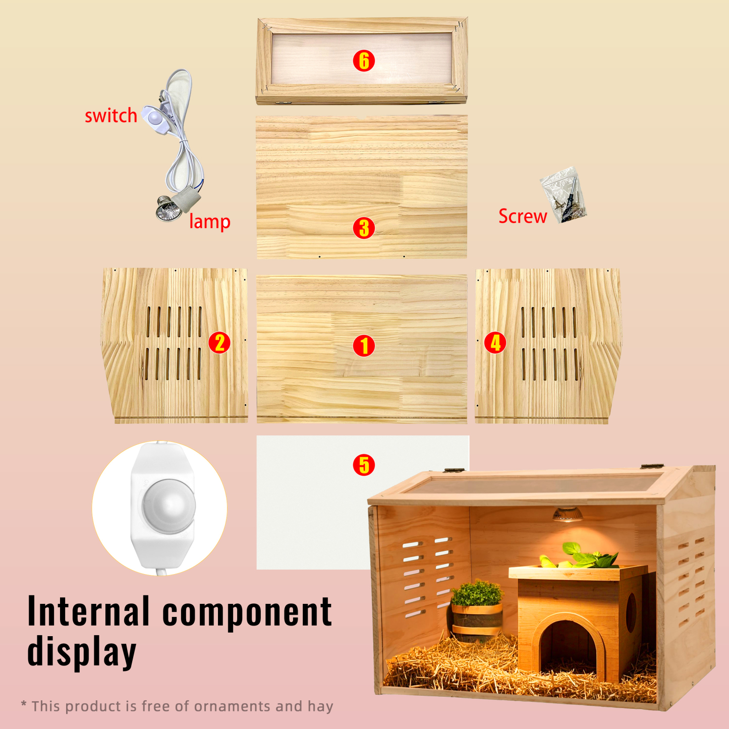 Wooden Hamster House, Small Pet House, Suitable for Lizards, Reptiles, Rabbits, Chickens, Chicken Breeding Boxes, Warm Breeding Cages, Quail Cages