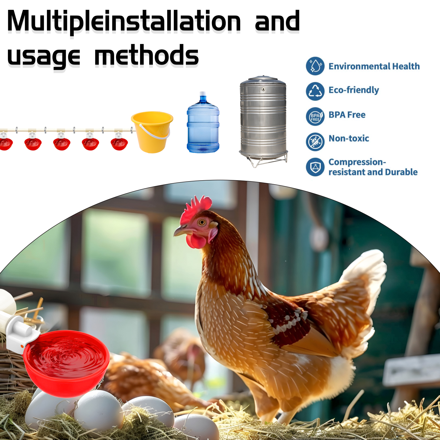 Automatic Chicken Waterer] Complete Set Automatic Chicken Nipple Waterer | Pipeline Cups And 1/2" PVC Tee Fittings Pipe Feeder Poultry Waterer Chicken Water Cup Chicken Waters Chicken Watering System