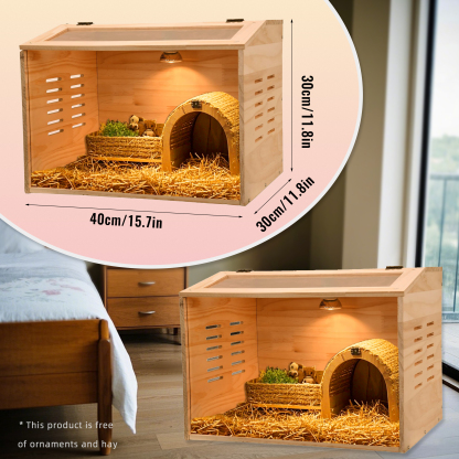 Wooden Hamster House, Small Pet House, Suitable for Lizards, Reptiles, Rabbits, Chickens, Chicken Breeding Boxes, Warm Breeding Cages, Quail Cages