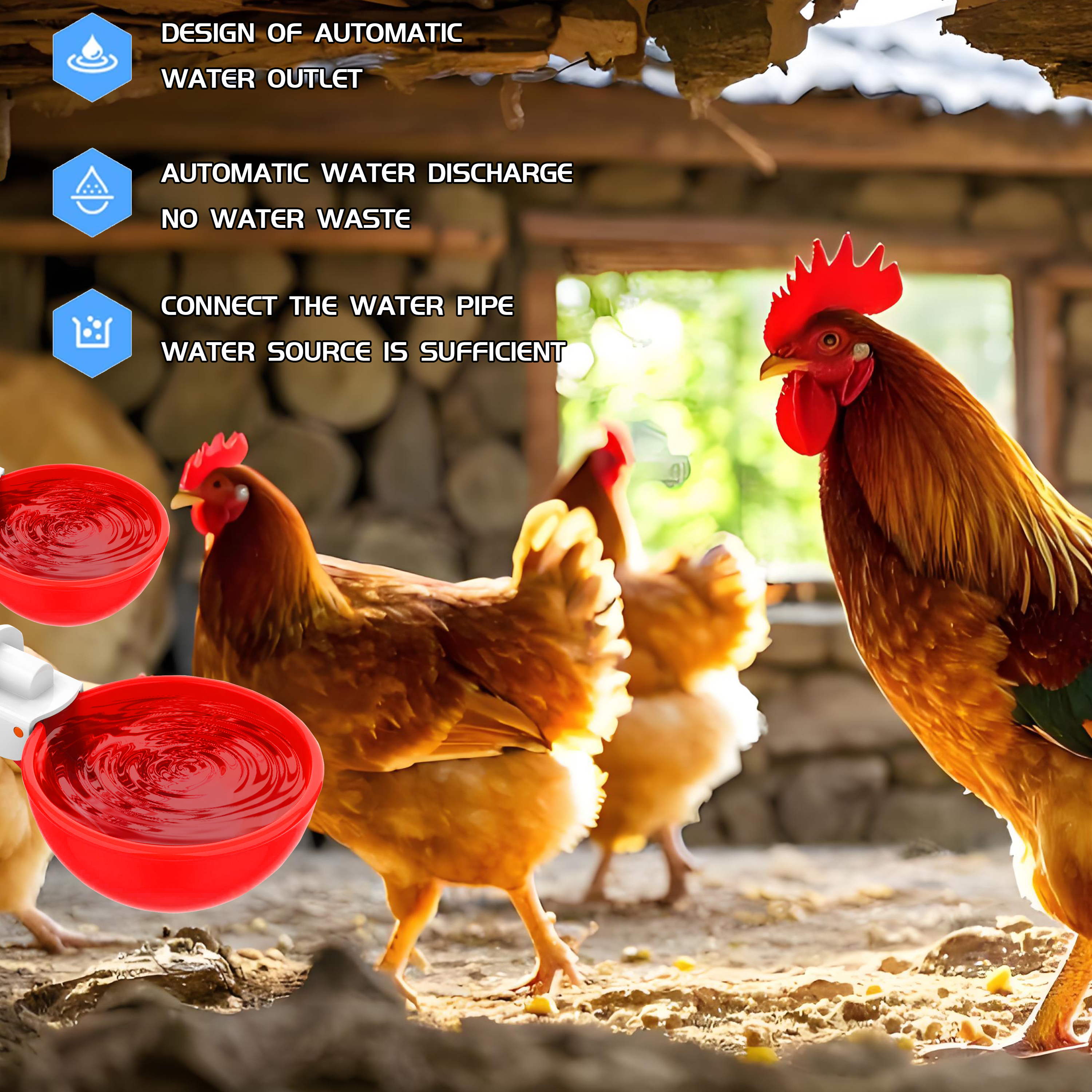 Automatic Chicken Waterer] Complete Set Automatic Chicken Nipple Waterer | Pipeline Cups And 1/2" PVC Tee Fittings Pipe Feeder Poultry Waterer Chicken Water Cup Chicken Waters Chicken Watering System