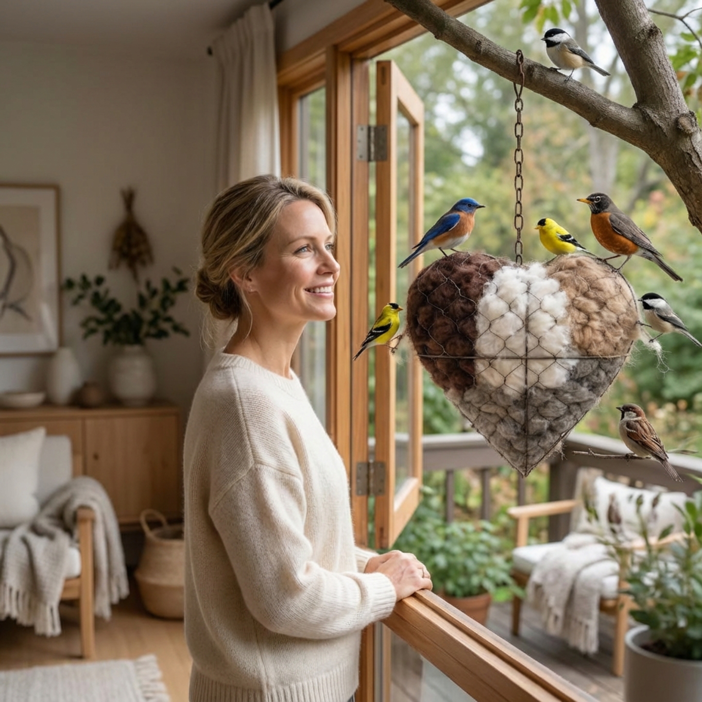 🕊️ Handmade Alpaca Fiber Bird Nesting Heart