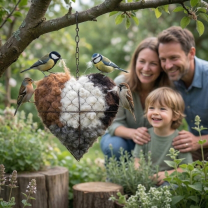 🕊️ Handmade Alpaca Fiber Bird Nesting Heart