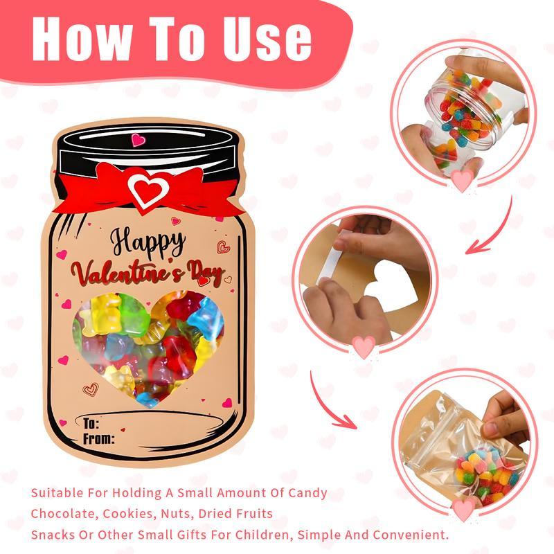 Valentine’s Day Mason Jar Cards for Kids — 50‐Pack with Gift Bags