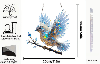 🐦✨Acrylic Sky Bluebird  Stained Art Ornament