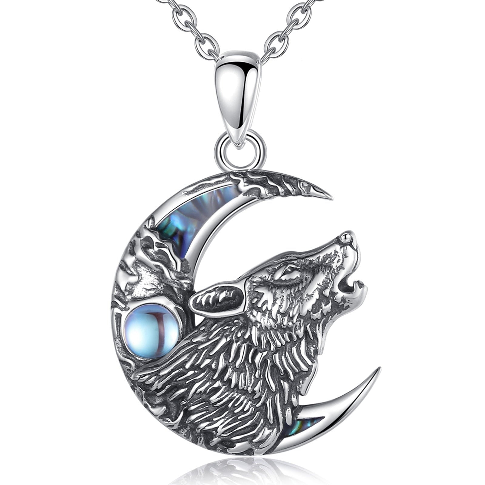 Handcrafted Moonstone Wolf & Moon Necklace 🌙 | Sterling Silver Limited Edition