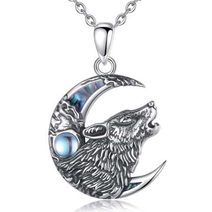 Handcrafted Moonstone Wolf & Moon Necklace 🌙 | Sterling Silver Limited Edition