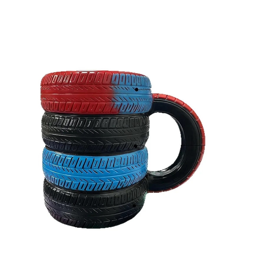🏁 Triple Color Tire Coffee Mug – New Arrival | Limited Edition Fun Design
