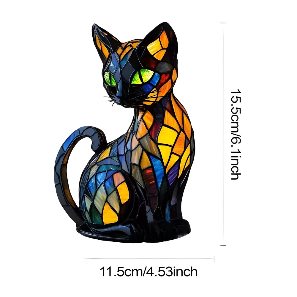 🐱 Stained-Glass Cat Ambient Lamp – Artistic Light with a Feline Soul