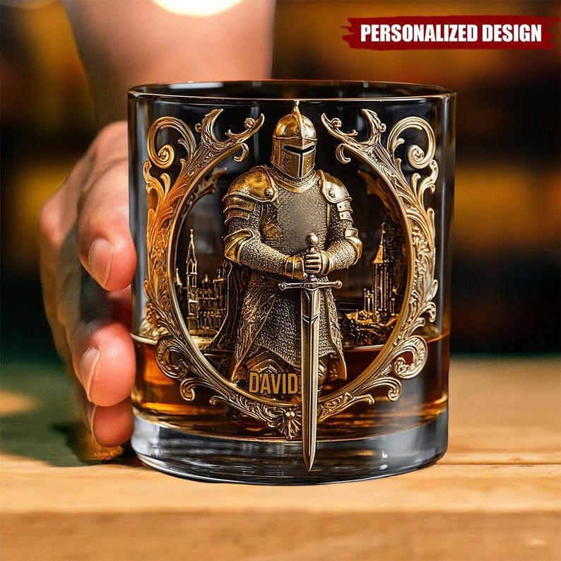 Knight of God Whisky Personalized Glasses