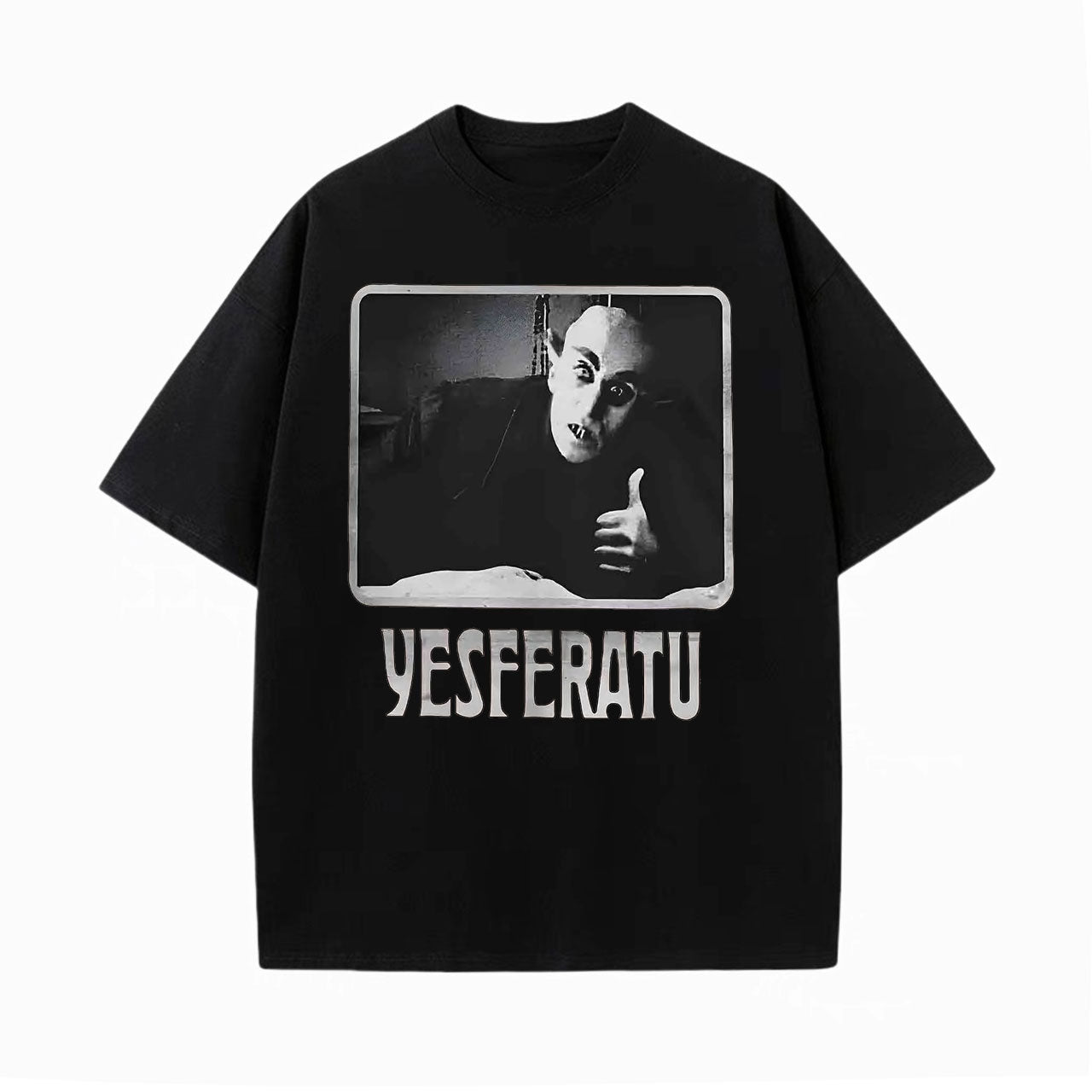 YESFERATU FUNNY HORROR RETRO WASHED T-SHIRT-LASPORTN