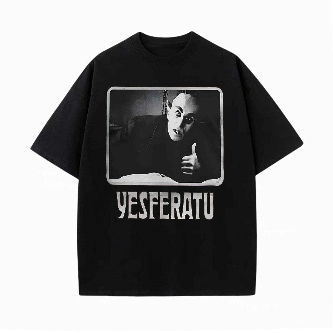 YESFERATU FUNNY HORROR RETRO WASHED T-SHIRT-LASPORTN