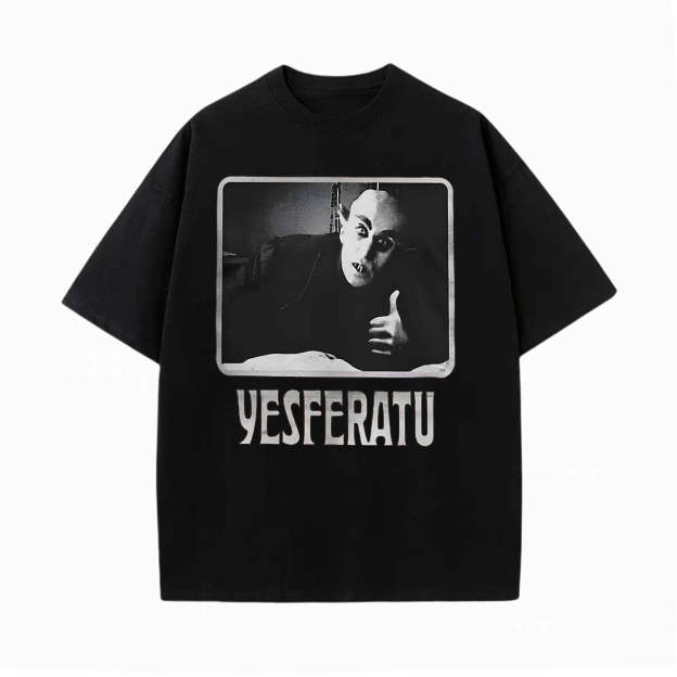 YESFERATU FUNNY HORROR RETRO WASHED T-SHIRT-LASPORTN