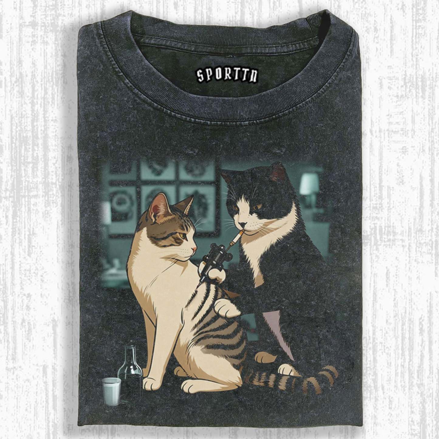 CAT TATTOO ARTIST TEE-LASPORTN