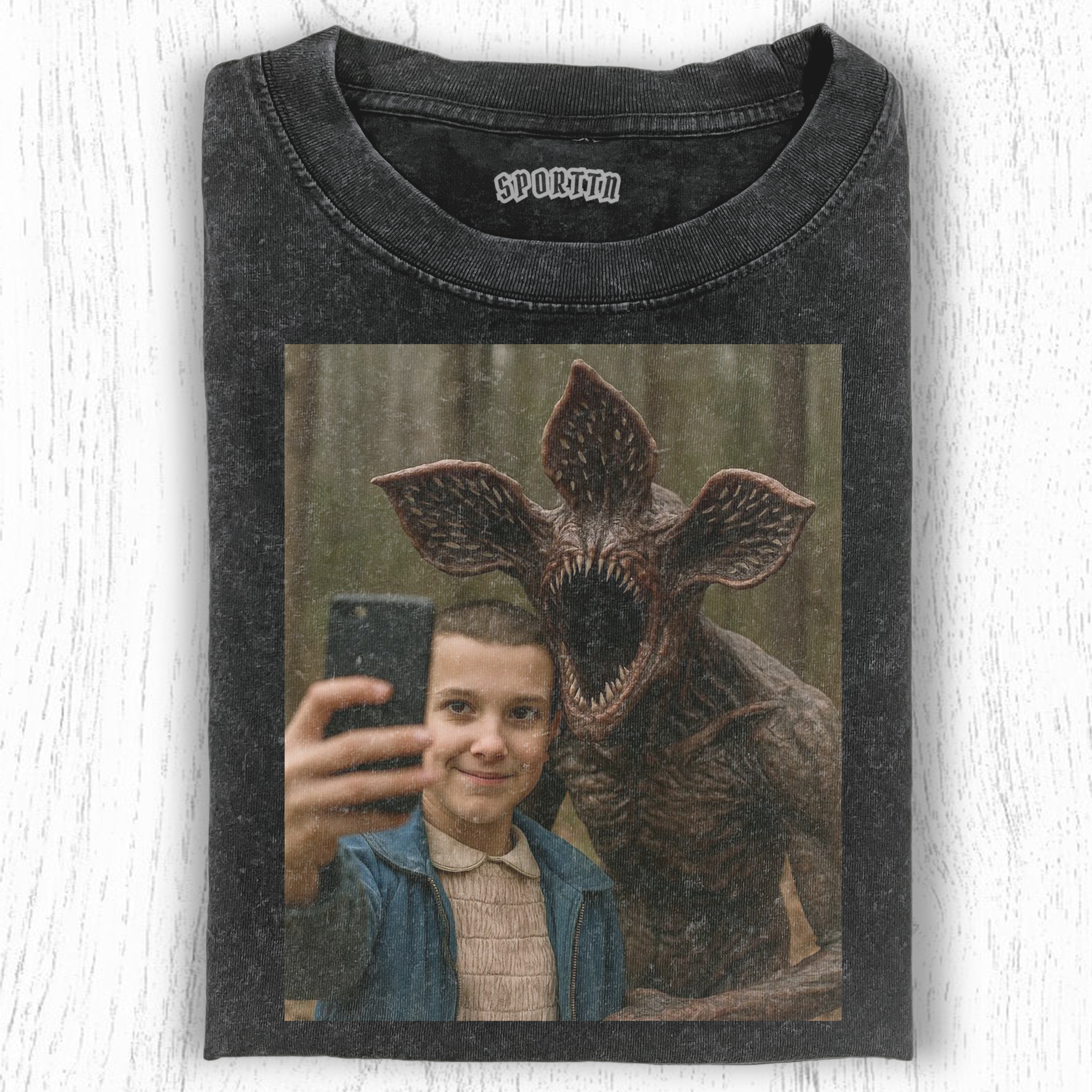 STRANGER THINGS ELEVEN & THE DEMOGORGON TEE-LASPORTN