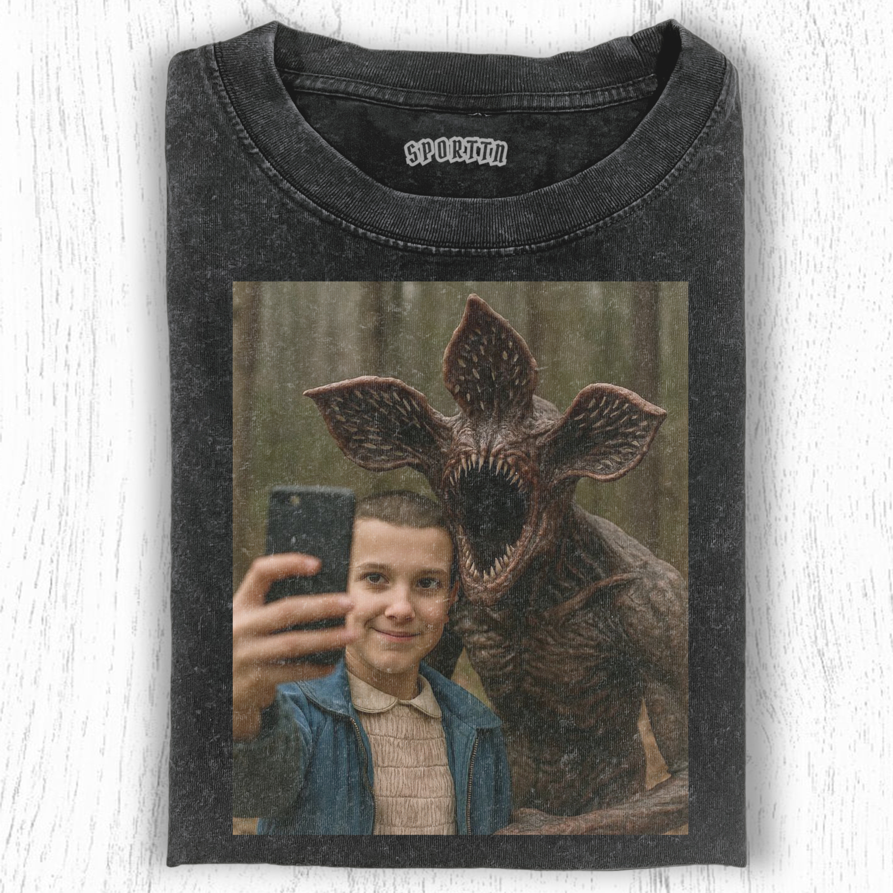 STRANGER THINGS ELEVEN & THE DEMOGORGON TEE-LASPORTN