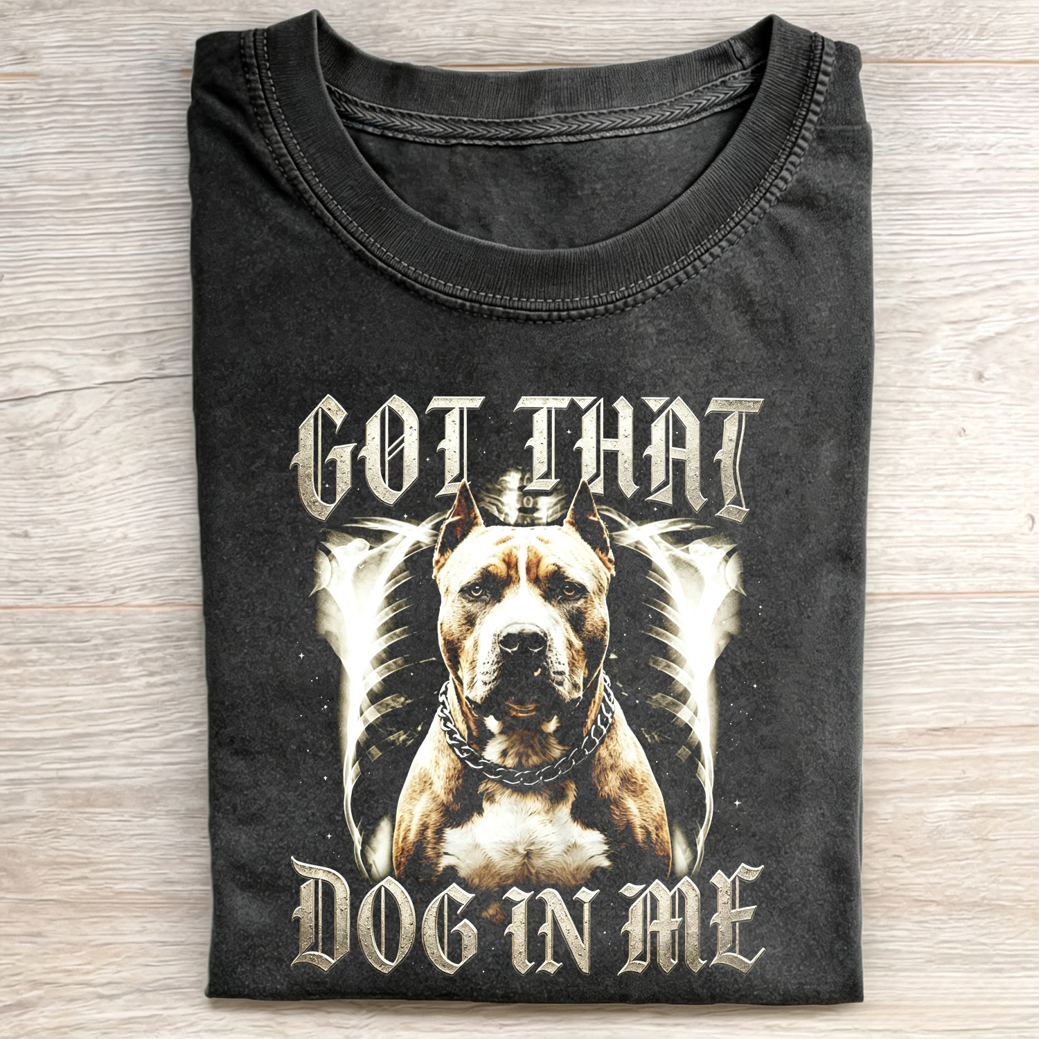 GOT THAT DOG IN ME VINTAGE PITBULL SKELETON 90S GRAPHIC FADED T-SHIRT