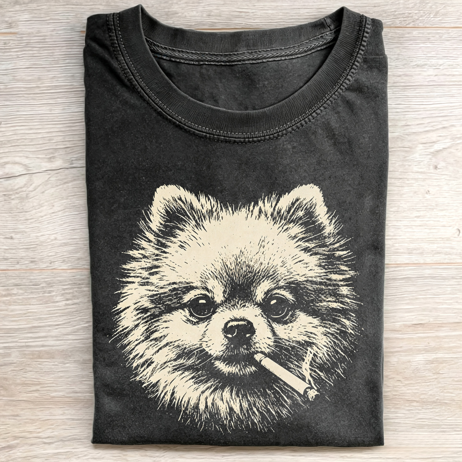 POMERANIAN SMOKING PET LOVERS FUNNY T-SHIRT
