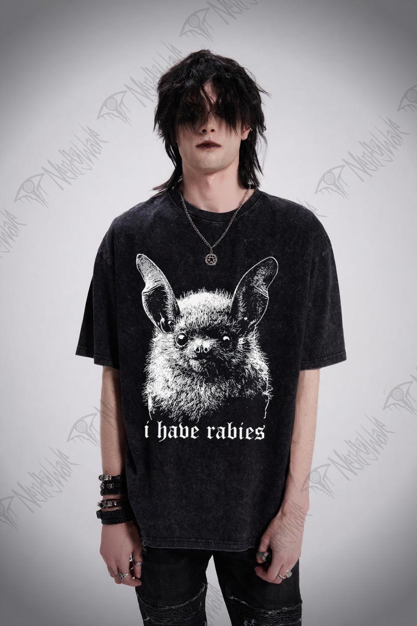 I Have Rabies Bat Washed T-shirt-LASPORTN