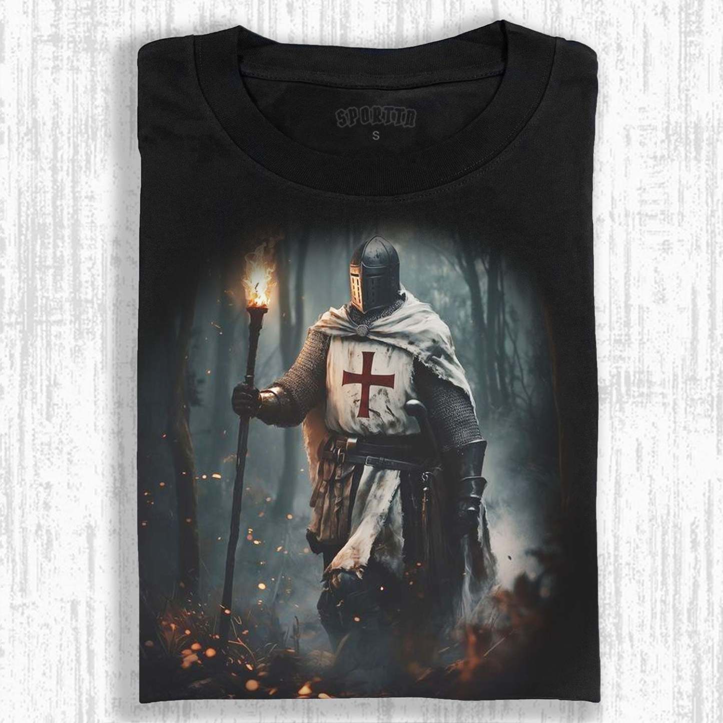 KNIGHTS TEMPLAR - THEMED RETRO T-SHIRT-LASPORTN