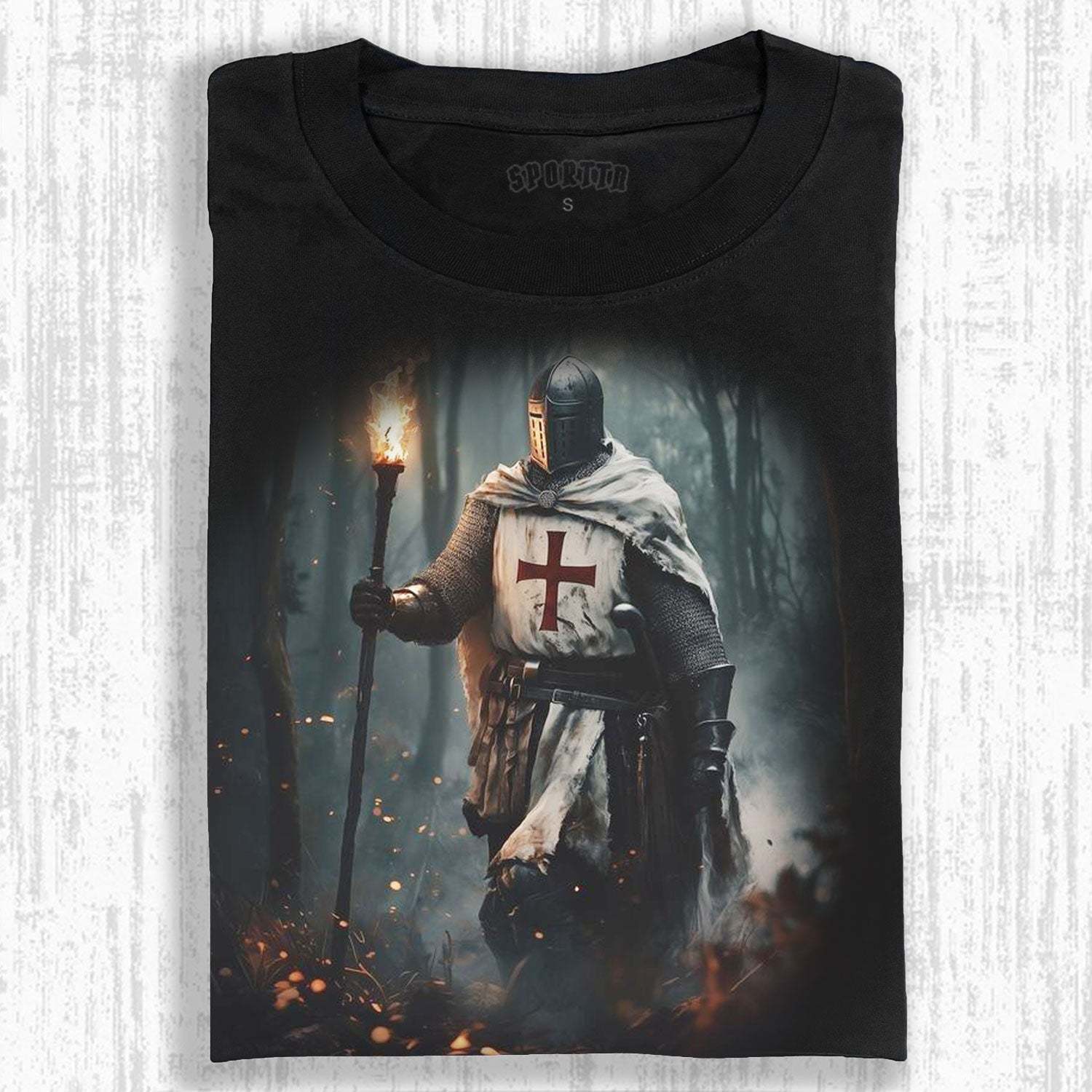 KNIGHTS TEMPLAR - THEMED RETRO T-SHIRT-LASPORTN