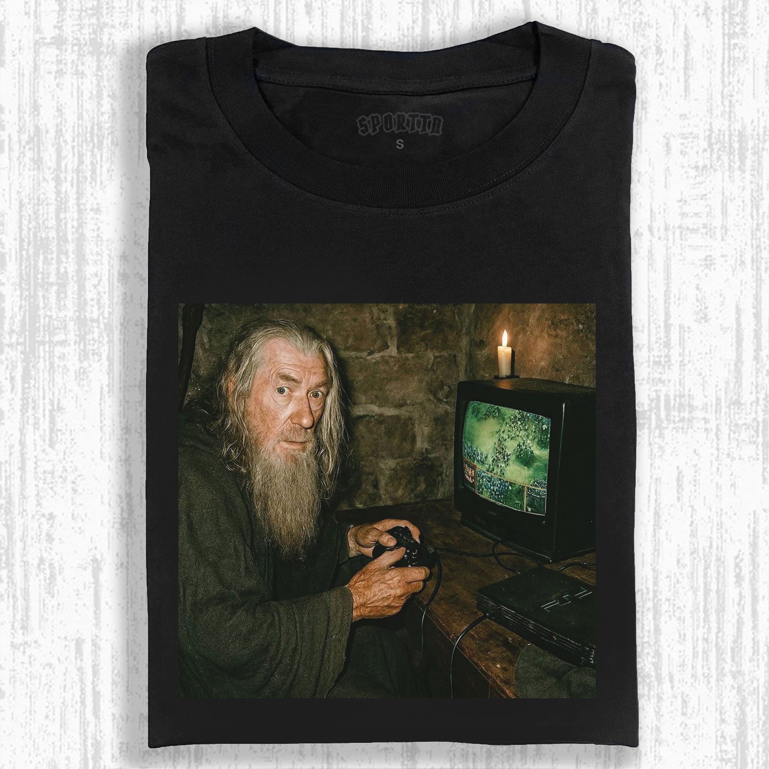 GANDALF CROSS - DIMENSIONAL GAMING FUN - THEMED T-SHIRT-LASPORTN